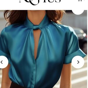 Elegant Teal Satin Blouse